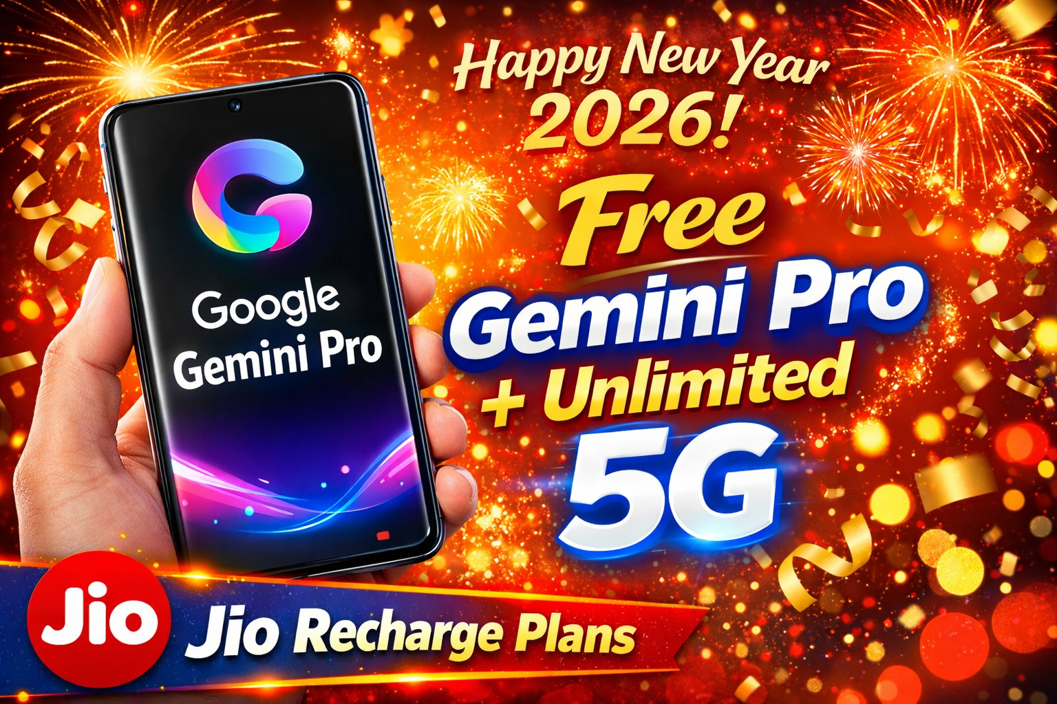 Jio Recharge Plan 2026: Free Google Gemini Pro & Unlimited 5G