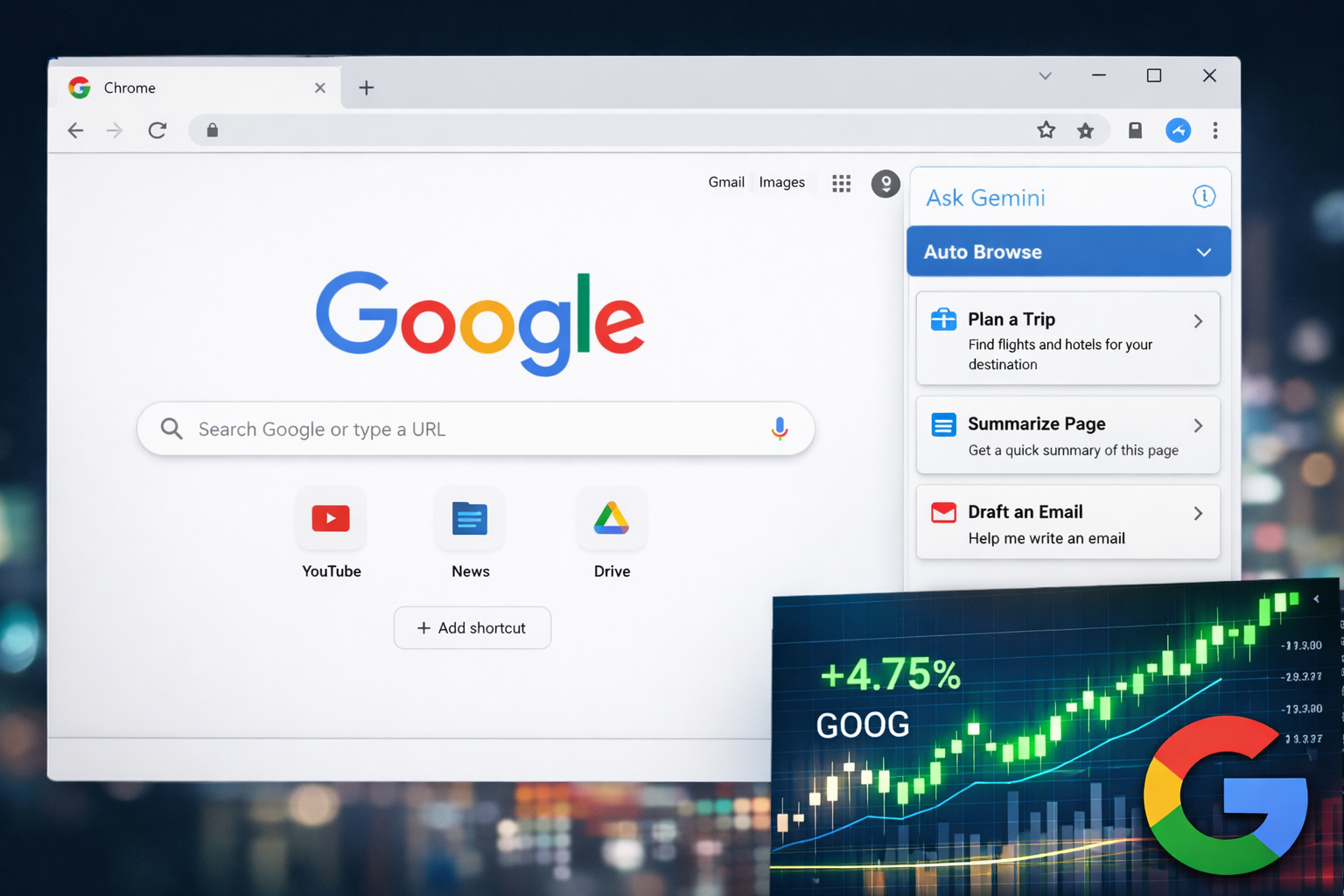 Alphabet (GOOG) Stock Rises as Google Launches AI-Powered Chrome Features