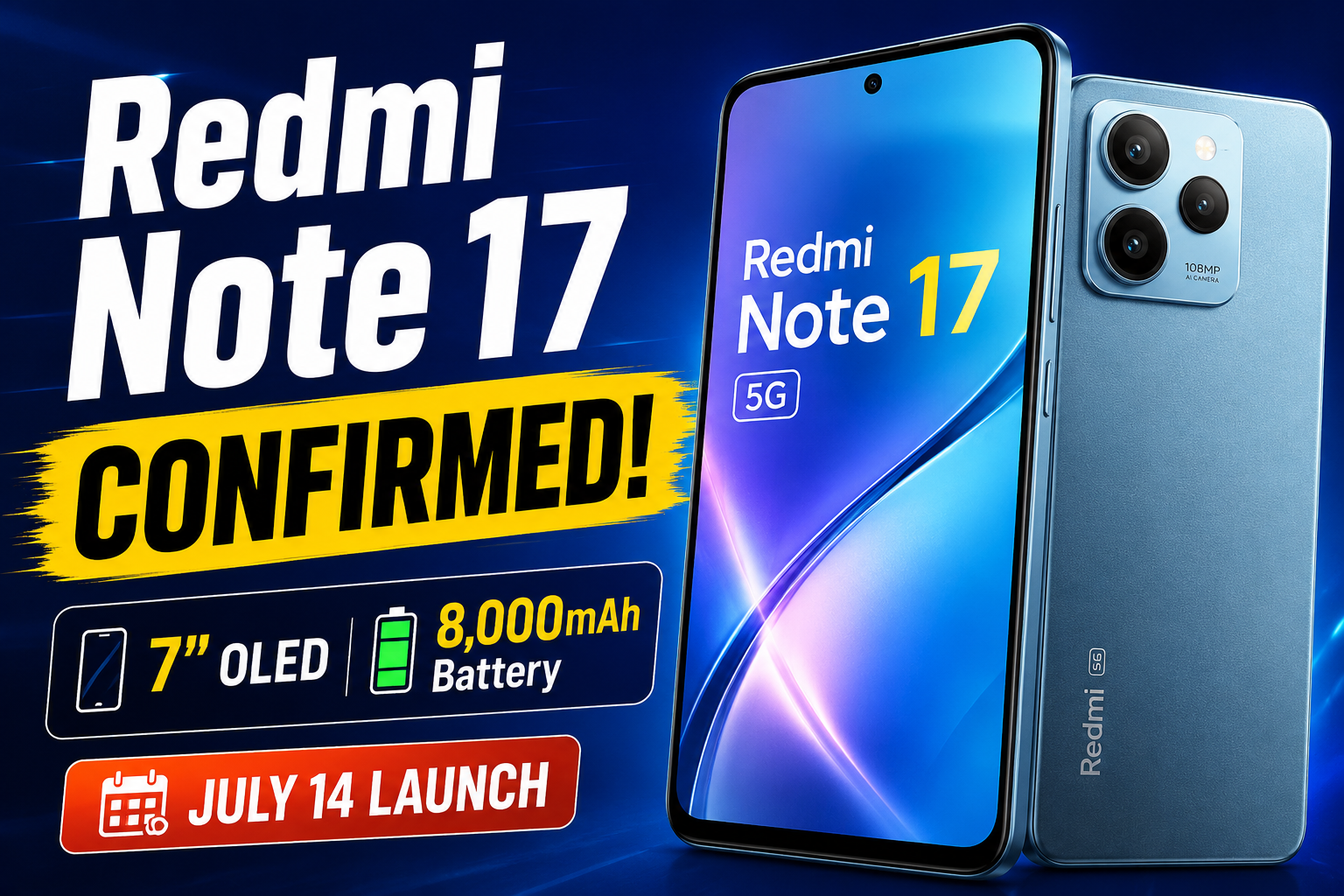 Xiaomi Redmi Note 17 Pro: 7-inch OLED, 8,000mAh Battery