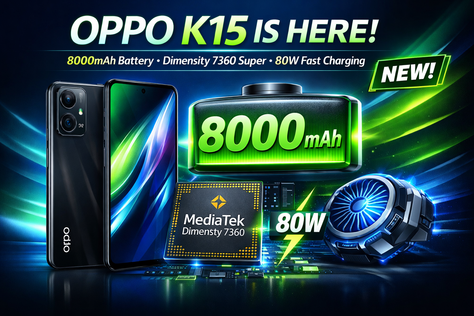 Oppo K15 Launch Confirmed: Dimensity 7360 Super, 8000mAh Battery & 80W Charging