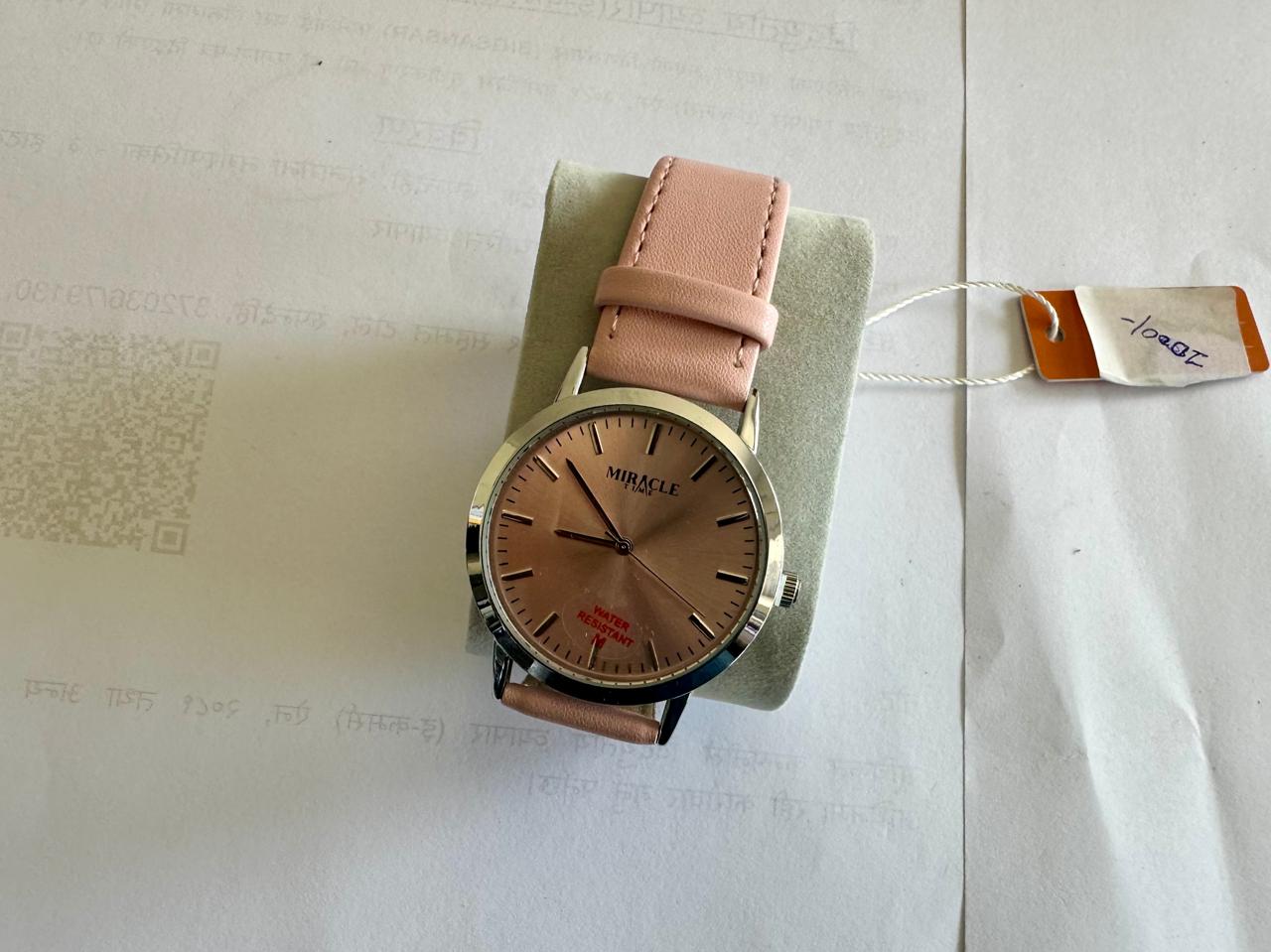 miracle  time watch plastic bend pink color