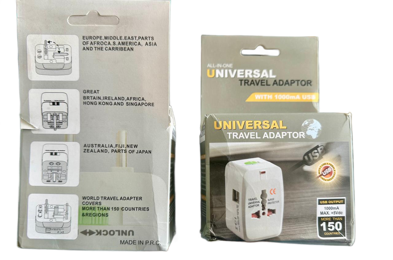 all-in-one universal travel adaptor with 1000ma usb