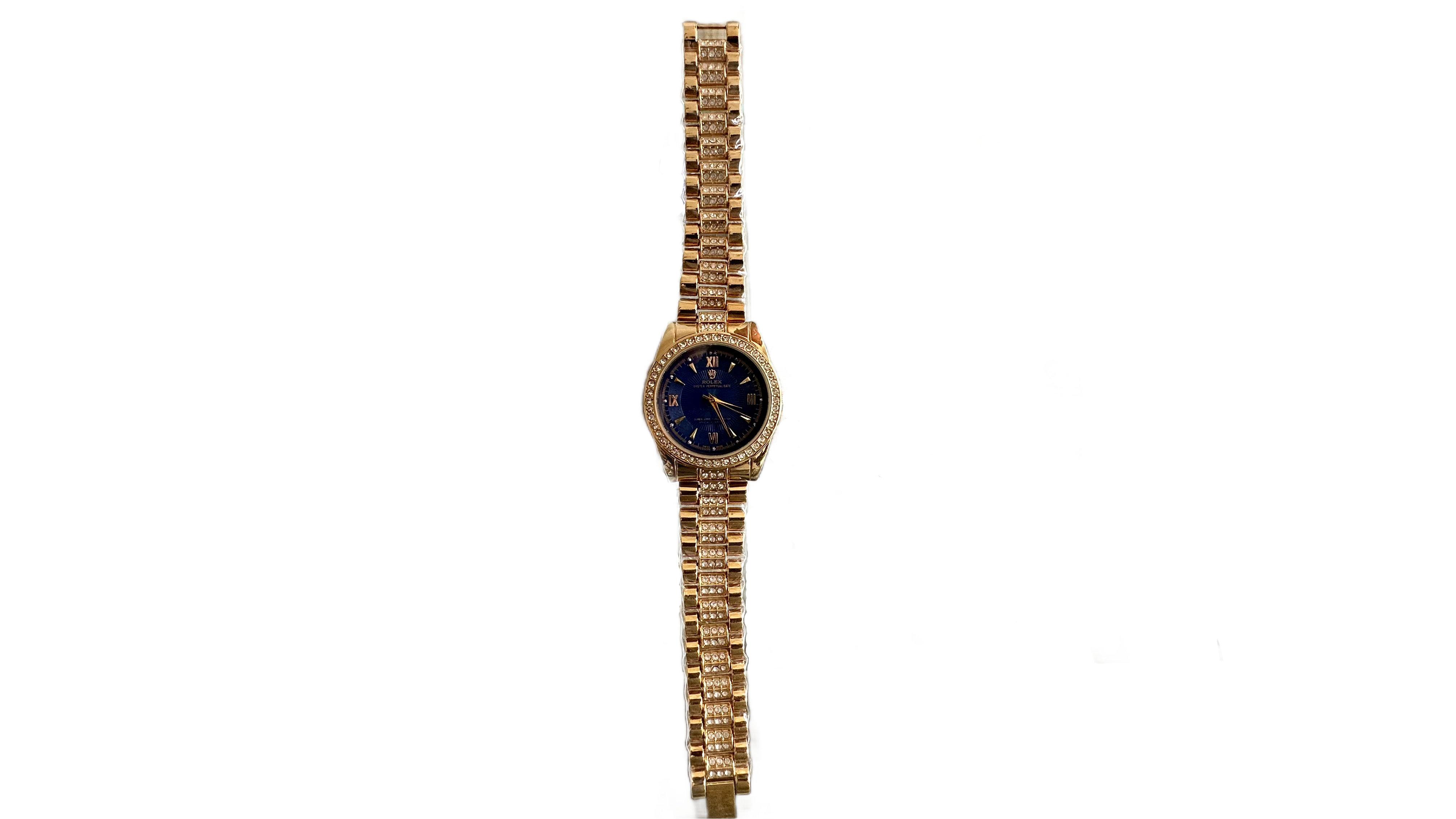 Rolex Inspired Iced-Out Gold Women's Watch