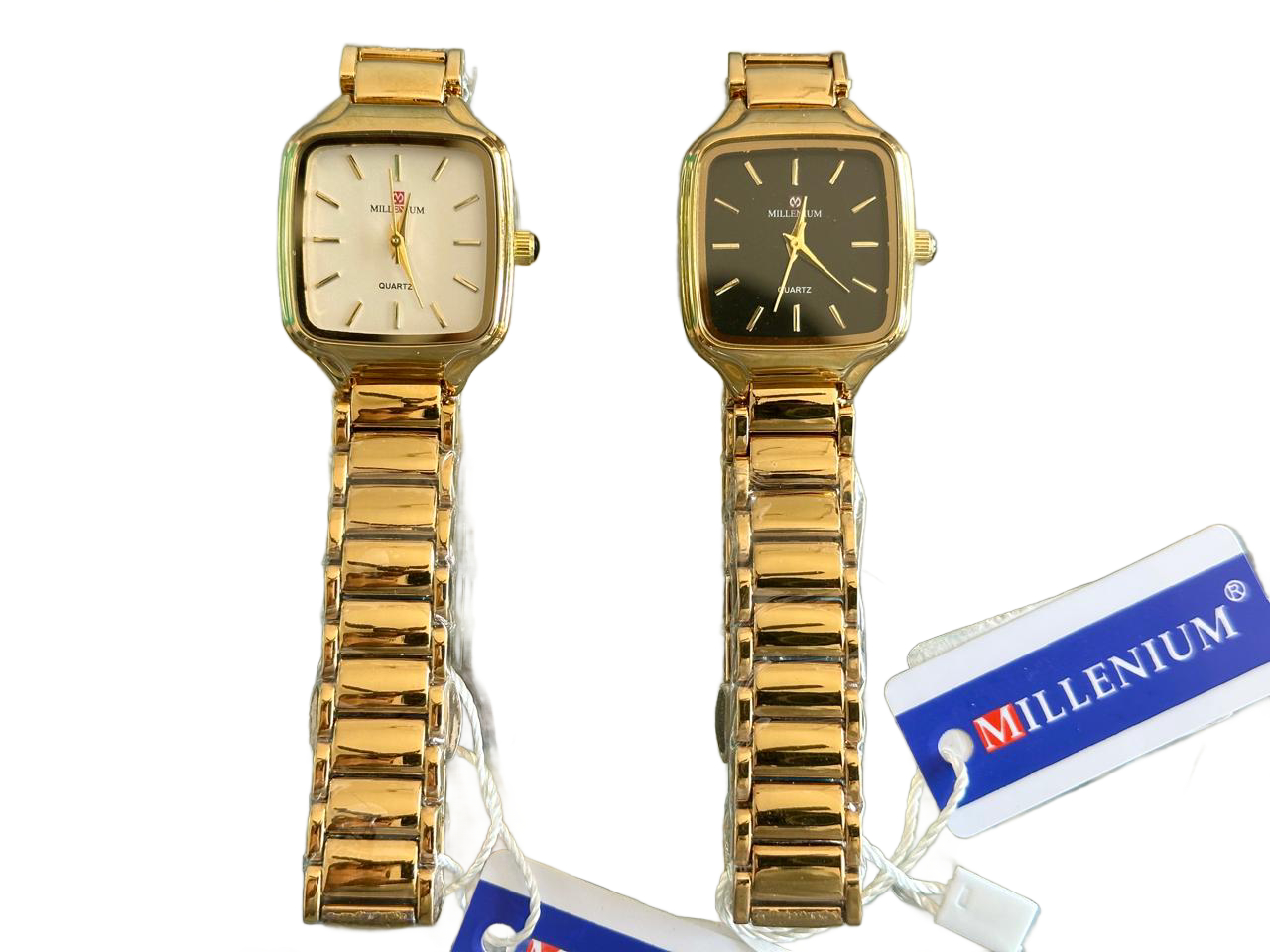 Millenium Square Dial Gold Quartz Couple Watch